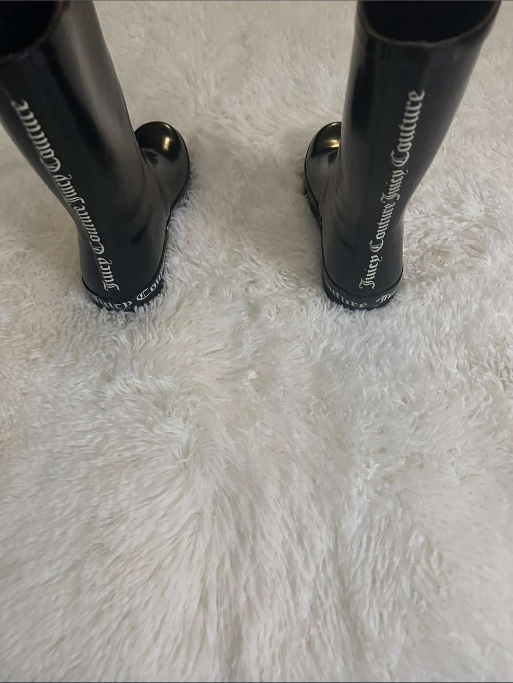 Juicy Couture Glossy Black Logo Rain Boots